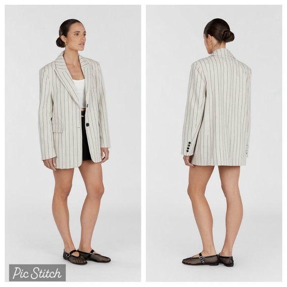 DISSH Jackets & Blazers - $190 NWT DISSH Murphy Pinstripe Linen Oversized Button Down Blazer Jacket size 2